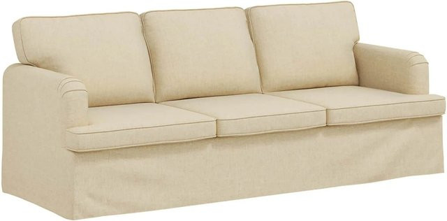 vidaXL Sofa in Creme mit Stoffbezug und Metallrahmen B/T/H: 201 x 80 x 85 cm - Bild 1