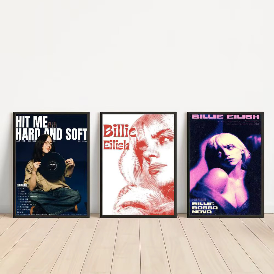 Billie Eilish Film-Poster im Vintage-Stil als selbstklebender Wandaufkleber, mehrfarbig, B: 15,0 cm, H: 10,0 cm - Bild 2