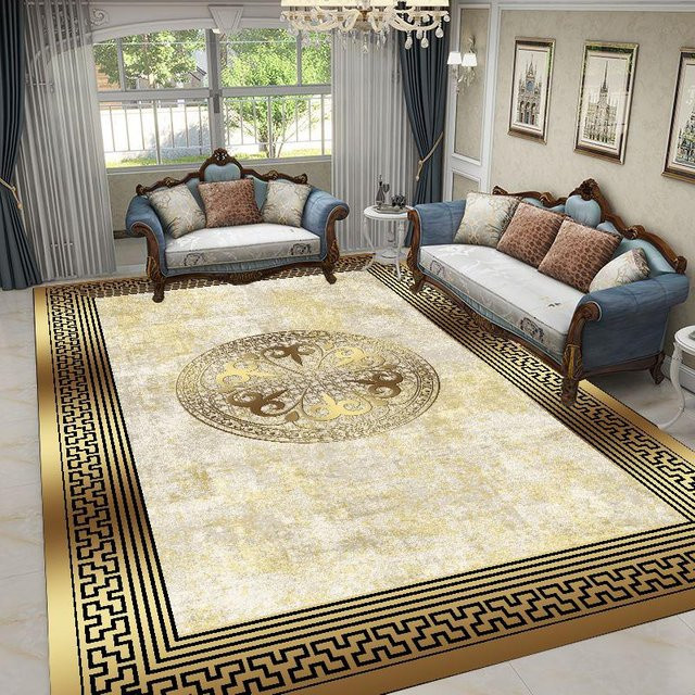Karpetti Wohnzimmerteppich in Gold und Schwarz mit geometrischem Design, Nordischer Stil, B/T: 180 x 280 cm - Bild 1