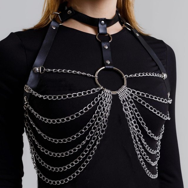 YIRAN BH Harness Kette, Gothic PU Leder, black, Damen - Bild 1