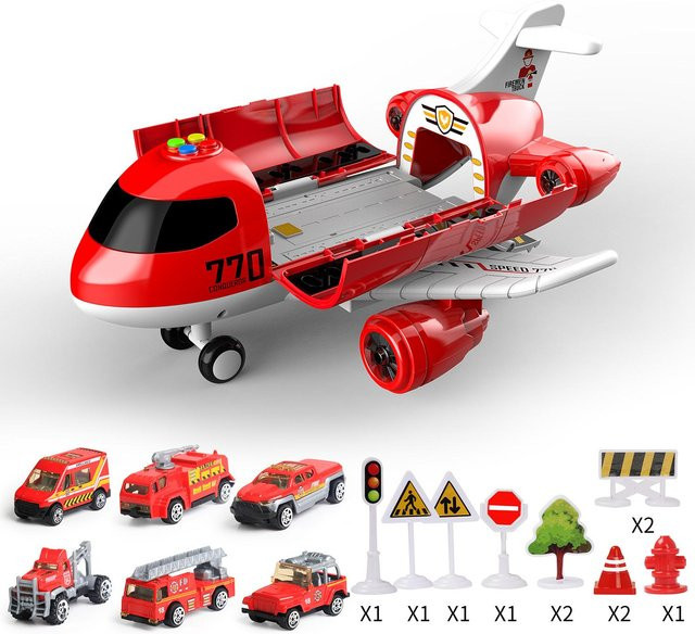 Fashnics Passagierflugzeug, Spielzeug Flugzeug, mit Beleuchtung und Musik, rot, ab 4 Jahren - Bild 1