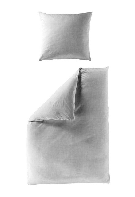 BIERBAUM Bettwäsche aus Musselin in Hellgrau, Set bestehend aus 1x Bettdeckenbezug (155 x 220 cm) und 1x Kopfkissenbezug (80 x 80 cm) - Bild 1