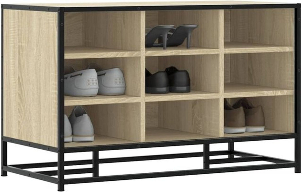 Schuhbank Vidaxl im Industrial Design aus Holzwerkstoff und Metall, Sonoma-Eiche Natur, Braun, B/T/H: 84 x 40 x 53,5 cm - Bild 1