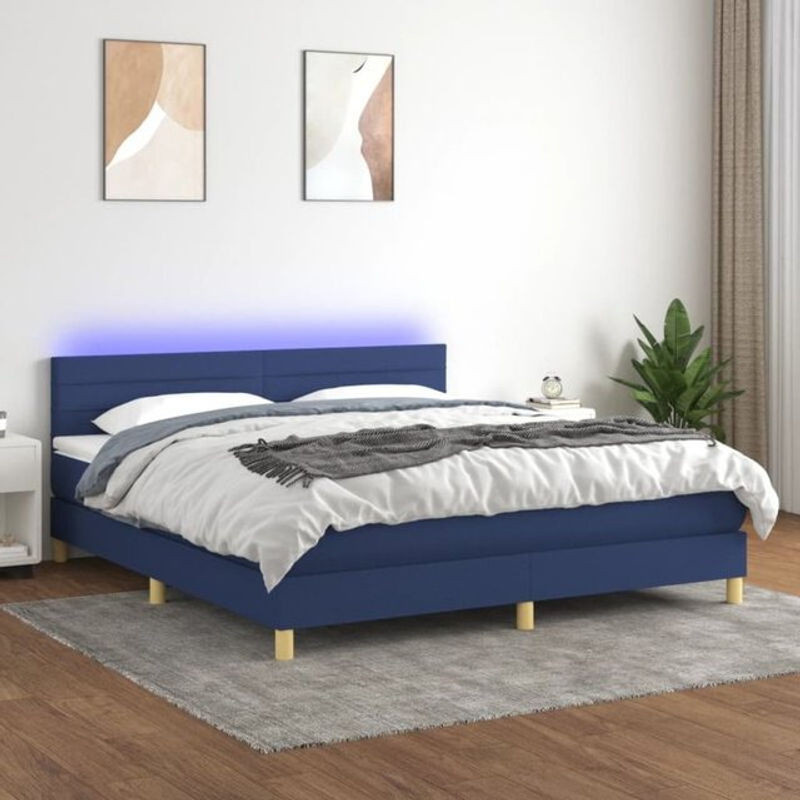 vidaxl Boxspringbett mit Matratze in Blau aus Stoff, B/T/H: 180 x 200 x 78 cm - Bild 1
