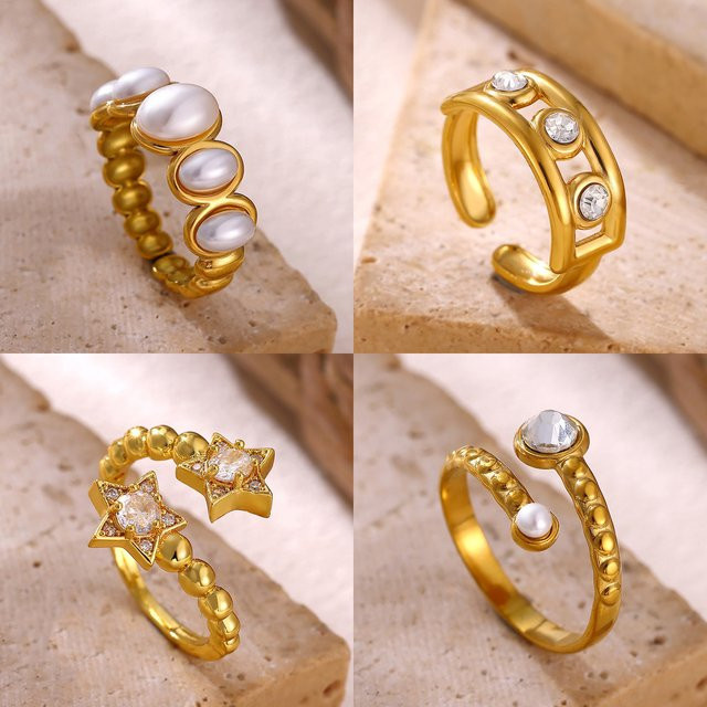 ETCAVCE Ring, Perle, Zirkonia, Gold, Damen - Bild 1