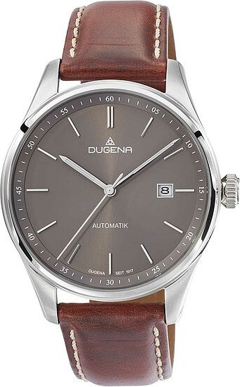 Dugena Herrenuhr Milano, Automatik, Edelstahl, 41 mm, Leder, Grau - Bild 1