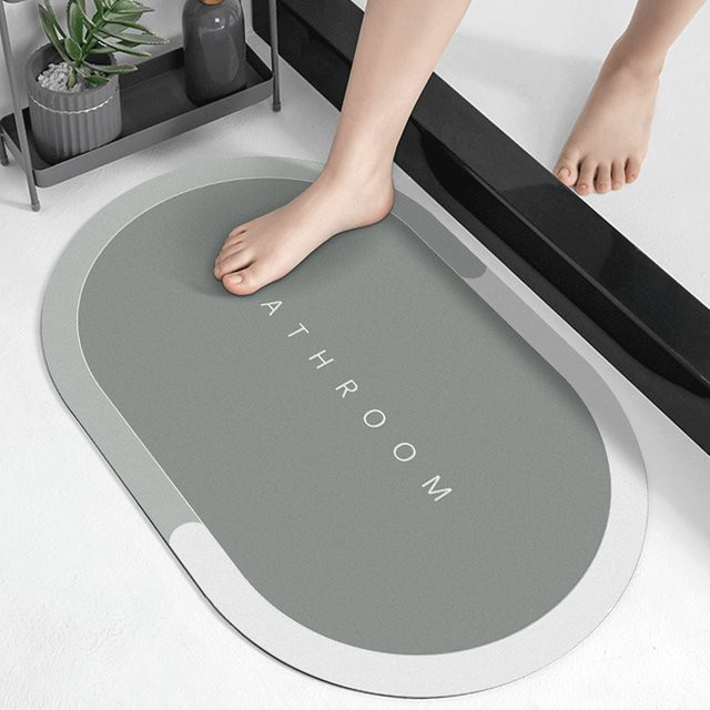 VIKAMA Anti-Rutsch Badezimmer-Bodenmatte aus PVC, wasserabsorbierender Teppich in Oval, B/T: 60 x 40 cm - Bild 1