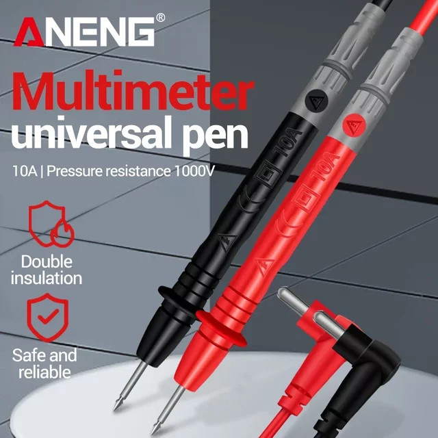 ANENG Universelles Multimeter-Ersatz-Testkabel mit Edelstahl-Nadelsonden, 10A 1000V, Farbe: Rot, Länge: 83 cm - Bild 1