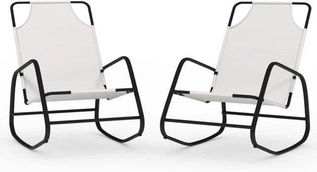2er-Set vidaXL Schaukelliegen in Beige aus pulverbeschichtetem Stahl und Textilene - Bild 1