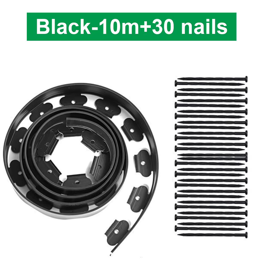APWIKOGER Gartenrandbegrenzung Set in Schwarz, 10 m flexible Rasenkante mit 30 Pfählen für Blumenbeete und Rasenflächen - Bild 4