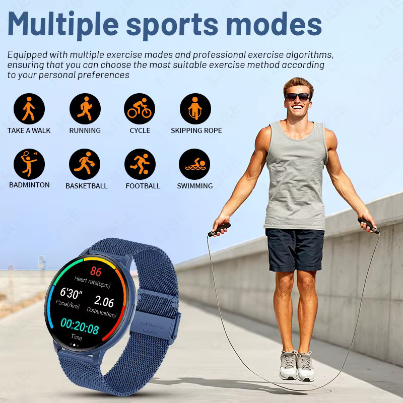 LIGE Smartwatch mit 1,38 Zoll HD-Bildschirm, Bluetooth Anruffunktion und Herzfrequenz-Monitor in Blau - Bild 6
