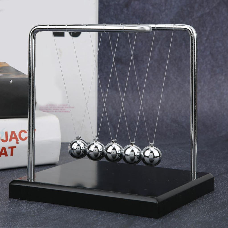 Tooarts Z Typ Pendelkugel Ornament aus Metall und Holz in Silber für modernes Wohnen und Büro - Bild 2