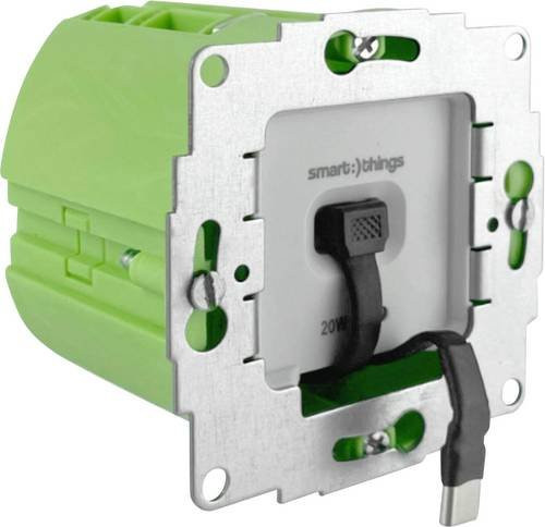 Smart Things AC/DC-Einbaunetzteil mit USB-C Anschluss in Grau und Grün - Bild 1