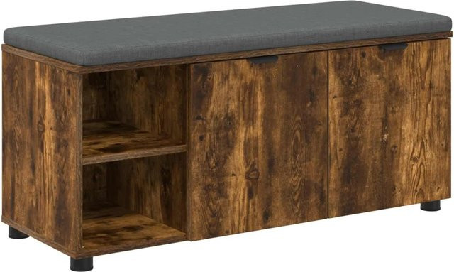 vidaXL Flurbank mit Kissen und Tür in Geräucherte Eiche, B/T/H: 100 x 38 x 46 cm - Bild 1