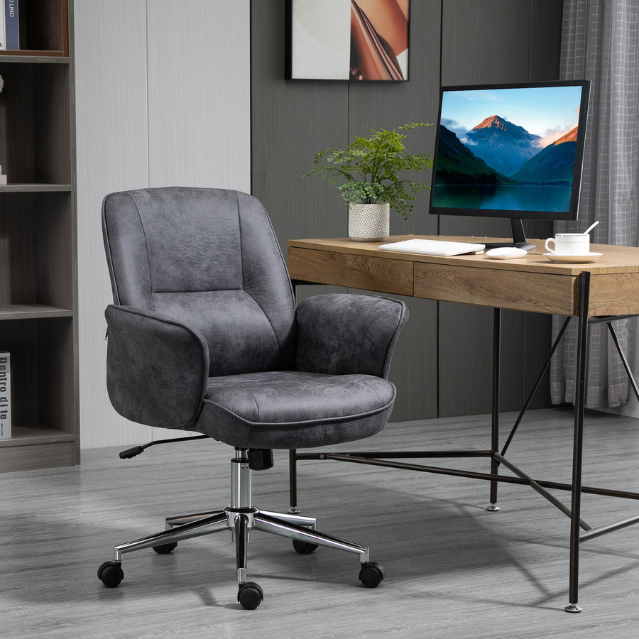 Vinsetto Bürostuhl XXL Aosom, ergonomischer Schreibtischstuhl in Grau mit Wippenfunktion und Rollen, höhenverstellbar, bis 120 kg belastbar - Bild 2