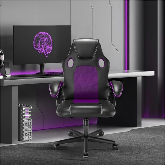 HTI-Living Bürostuhl Eco Daytona in Lila aus Kunstleder mit Armlehnen und Rollen - Bild 1