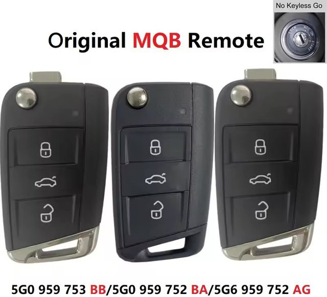 KEYECU Original OEM Flip Remote Key FOB 3 Tasten 434 MHz MQB für VW Golf 7 Tiguan Touran POLO in Schwarz - Bild 1