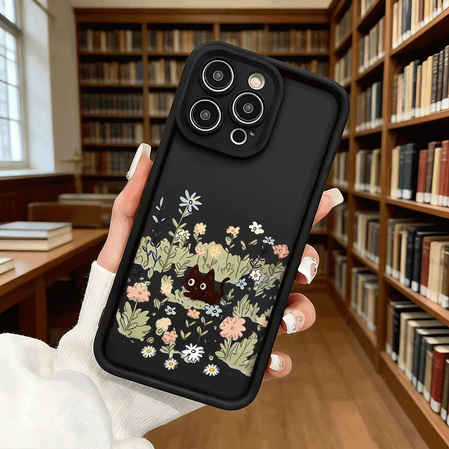 Stoßfeste TPU Schutzhülle mit schwarzer Katze im Blumenfeld für Xiaomi Redmi Note 15 14 13 12 11 Pro - Bild 3