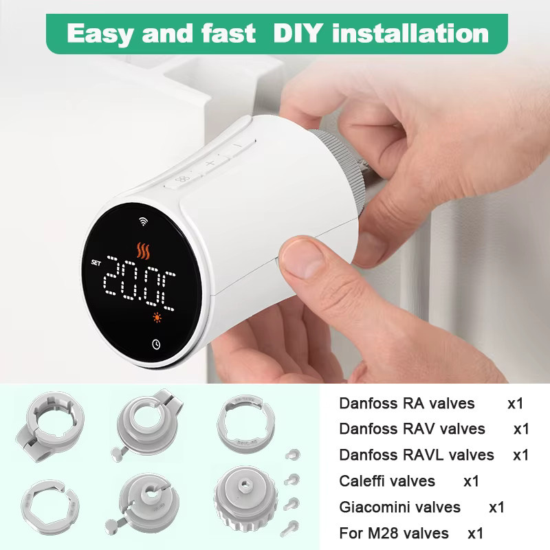 Tuya ZigBee 3.0 Intelligenter Thermostatischer Heizkörperventilkopf mit App-Steuerung und Smart Home Integration, Weiß - Bild 2