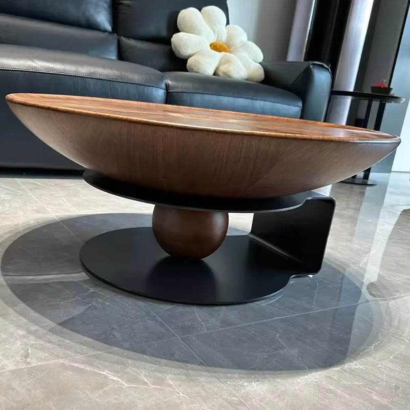 Moderner Couchtisch von ANGDUO in Braun mit Holzoptik und mattem Finish - Bild 3