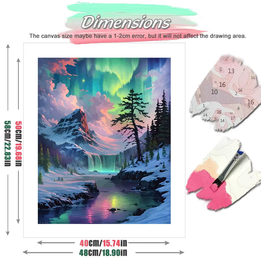HUACAN Malen nach Zahlen Kits Aurora Borealis, Landschaft, DIY Ölgemälde - Bild 2