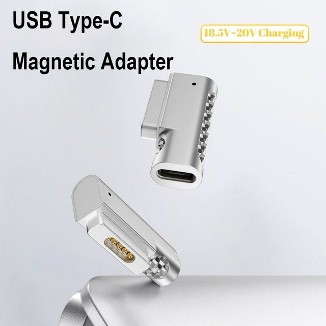 Magnetischer USB-C auf MagSafe 2 Adapter mit LED-Anzeige für MacBook Air und Pro, Farbe: Silber - Bild 1