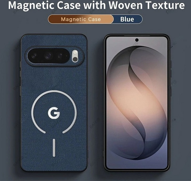 Busiens Gewebte Stoff-Textur Kabellose Ladehülle für Google Pixel 10 9 8 7 Pro XL mit MagSafe und Sturzschutz in Blau - Bild 1