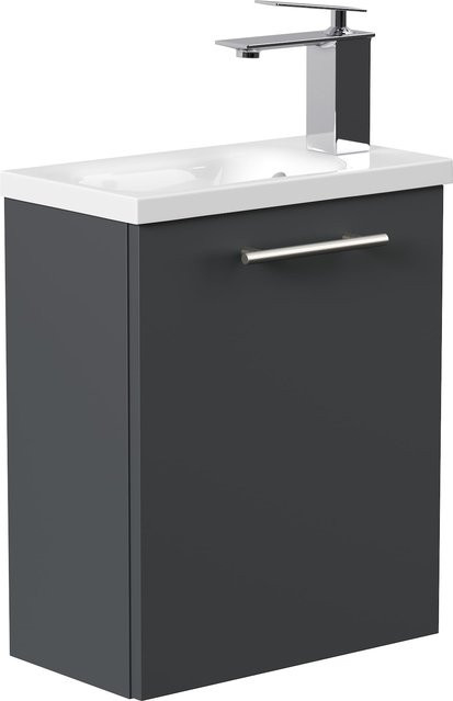 Posseik Badmöbel Pieni Slimline für Gäste-WC in Grafit mit SoftClose und Mineralguss-Waschbecken, Breite: 40 cm - Bild 1