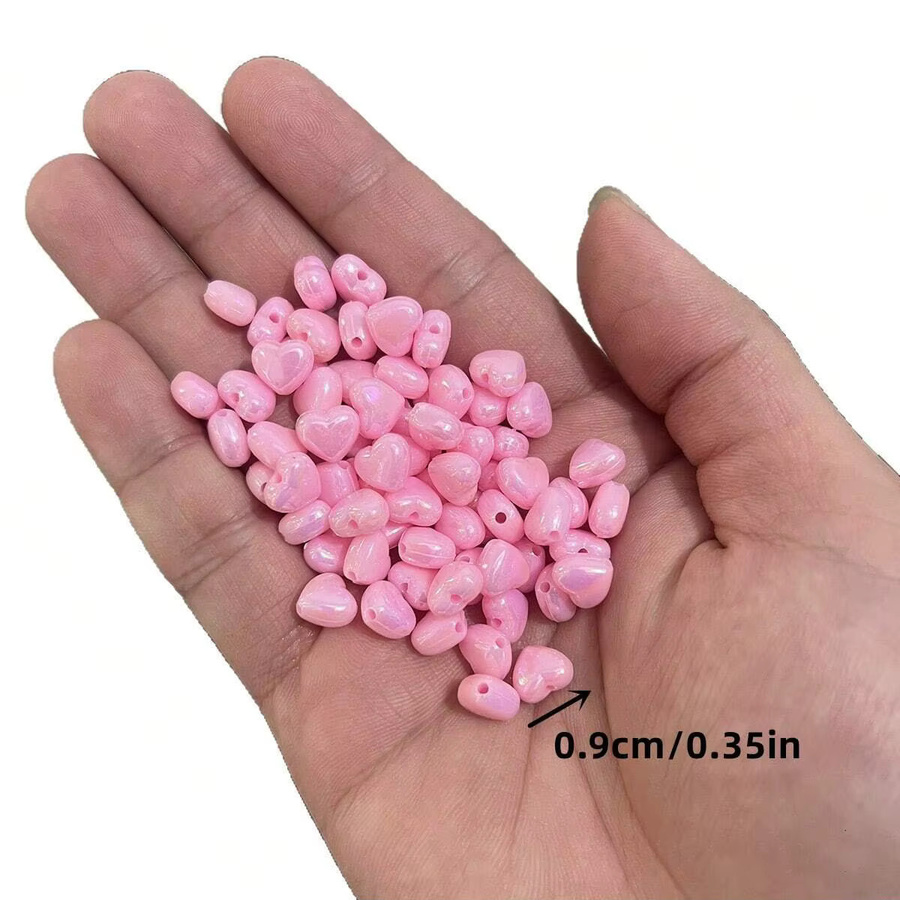 QYWCTZ Acrylperlen, Pfirsichherz, Rosa AB-Farbe, 9 mm - Bild 2