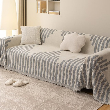 Nordisches Chenille Sofakissen mit Vollbezug, rutschfest und waschbar, B/B: 180 x 130 cm