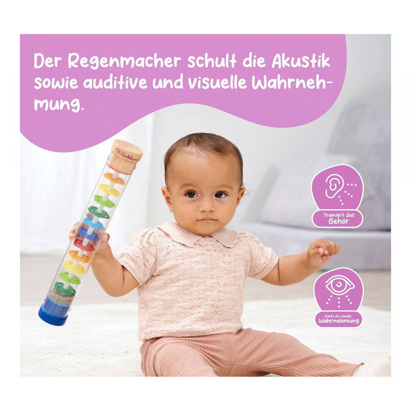 Eichhorn Regenmacher für Kinder aus Holz und Kunststoff in Regenbogenfarben - Bild 2