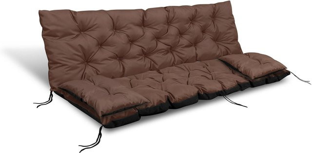 Wasserdichtes Gartenkissen-Set von AIOFACTORY OGROD in Braun mit Bindeschnüren und kleinen Kissen, B/T/H: 180 x 60 x 50 cm - Bild 1
