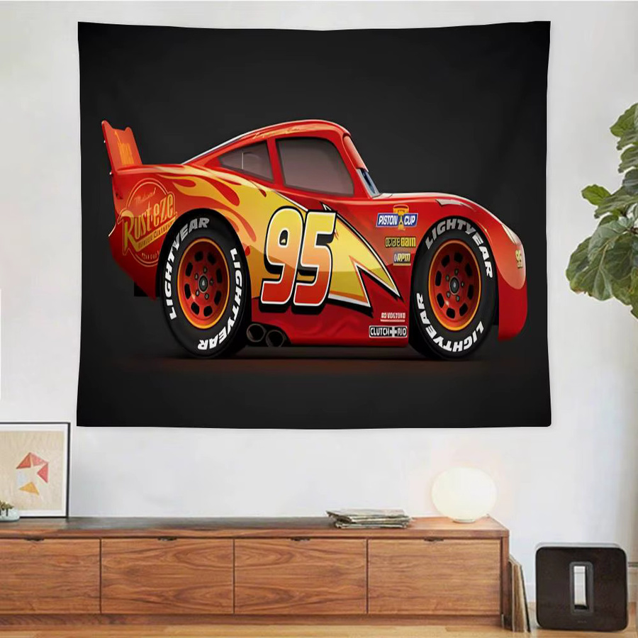 Beast Kingdom Cars Wandteppich mit Lightning McQueen und Tow Mater als Wandbehang für Kinderzimmer und Wohnzimmer - Bild 6