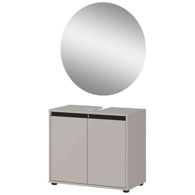 Germania Badezimmer-Set mit Waschbeckenunterschrank und Spiegel in Steingrau, modern und freistehend, B/H/T: 60 x 200 x 34 cm - Bild 2