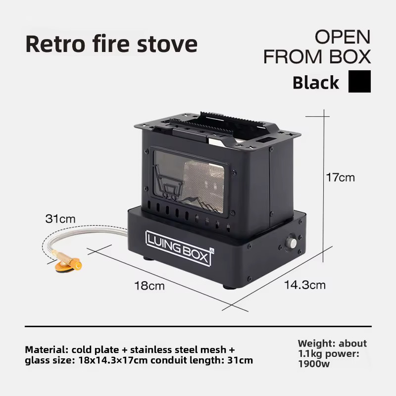 LUING BOX Camping Outdoor-Kocher aus Edelstahl in Schwarz, tragbarer Retro-Heizkocher mit Split-Design für Tee und zum Kochen - Bild 2