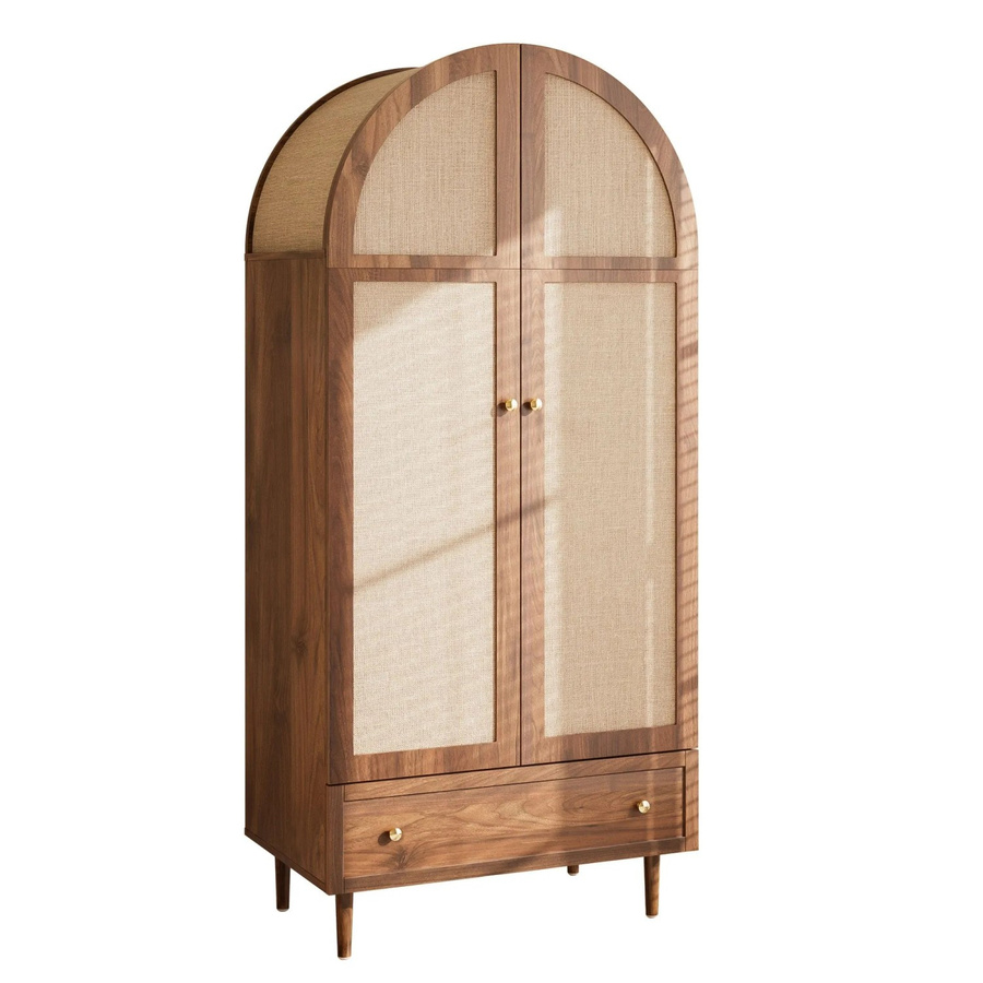 okwish Kleiderschrank mit Schubladen und Holztüren in Braun, B/T/H: 79 x 50 x 175 cm - Bild 2