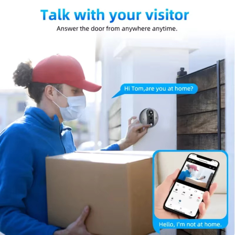 Wifi Elektronisches Katzenauge mit 4,3 Zoll IPS LCD Display, 1080P Nachtsicht und 2,4G Digitaler Türdetektor in Silber - Bild 4