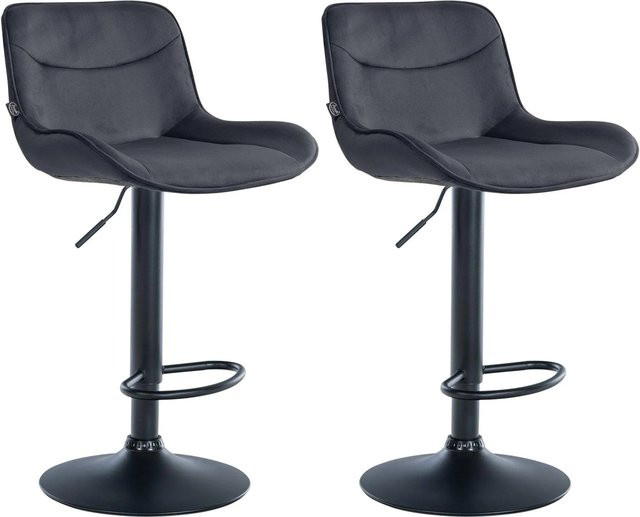 DELUKE Barhocker TAMPA 2er Set Schwarz Samt mit Lehne und 360 Grad Drehsitz - Bild 1