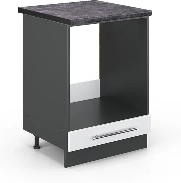 Vicco Herdumbauschrank Fame-Line Küchenschrank in Weiß Hochglanz und Anthrazit, B: 60 cm, H: 82 cm, T: 60 cm - Bild 1