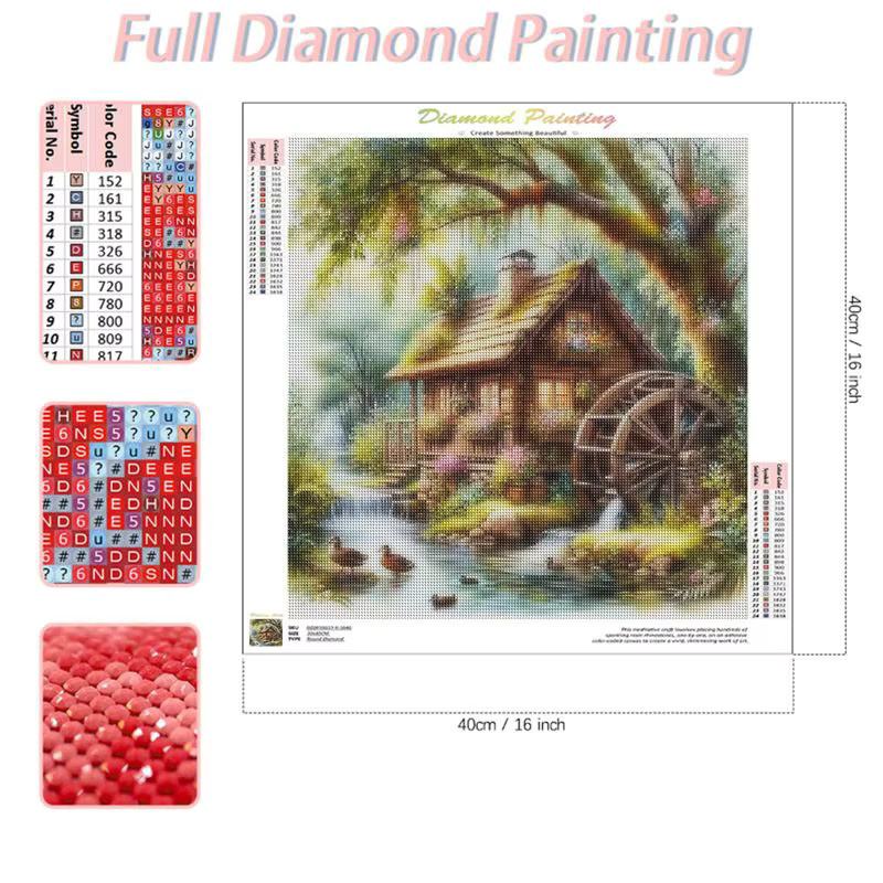 CHENISTORY Diamantmalerei 5D Landschaft Mosaik Set mit floraler Illustration, Mehrfarbig, Wandkunst zur Dekoration für dein Zuhause - Bild 1