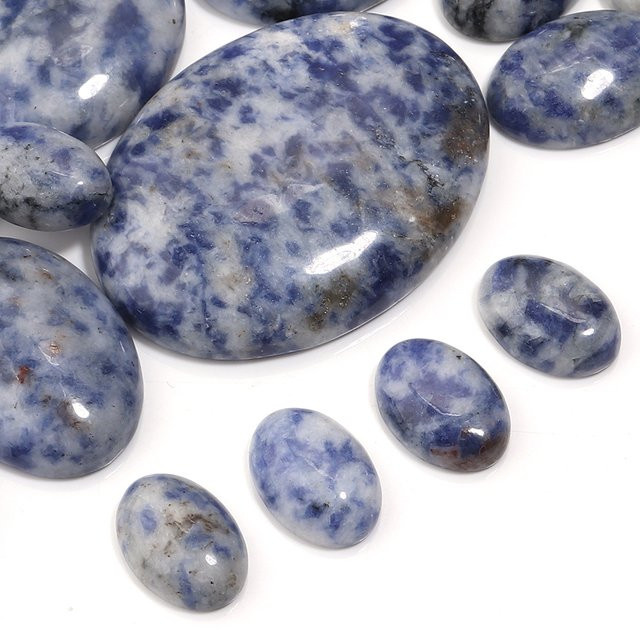 Louleur Naturstein-Cabochons, blauer Punktstein, oval, lose Perlen - Bild 1