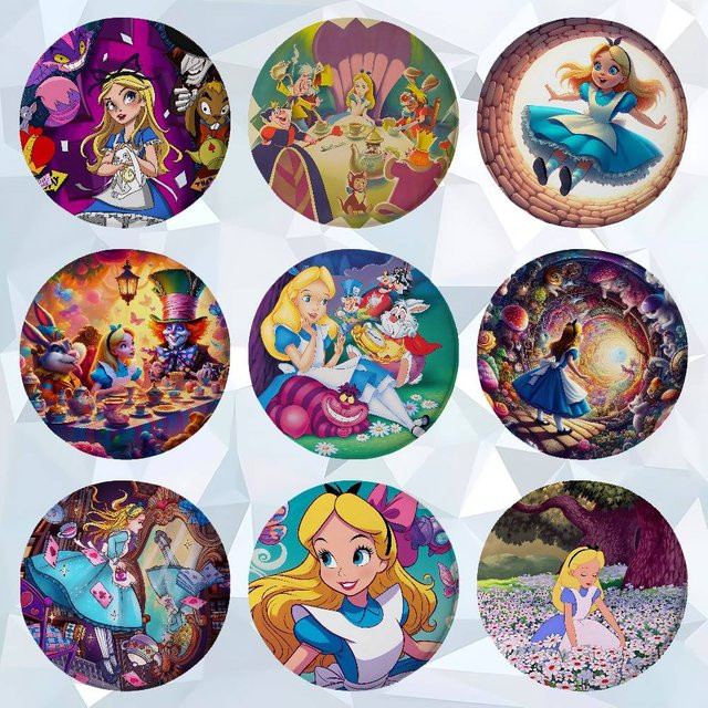 Brosche Anime A-Alice im Wunderland, Bunt - Bild 1