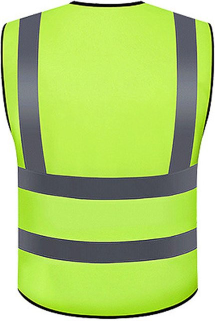 Sicherheits-Reflexweste mit Reißverschluss und Mehrfachtaschen für Bau, Industrie und Verkehr in Grün und Grau - Bild 1