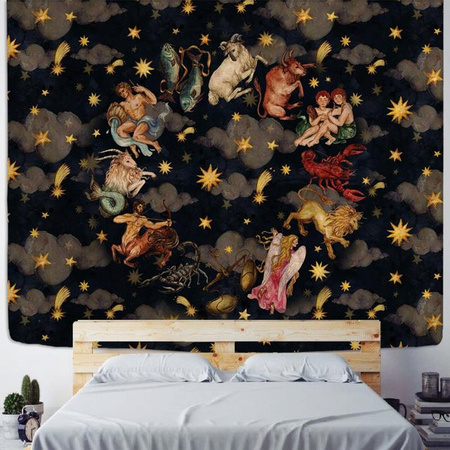 Bohemian Wandteppich Super Six mit abstraktem Körper-Ölgemälde in Schwarz und Multicolour, Breite: 95 cm, Höhe: 70 cm