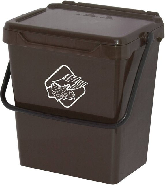 Eco-Logico Eimer aus Polypropylen in Braun mit Deckel und Griffen, B/H/T: 30,5 x 39 x 30 cm - Bild 1
