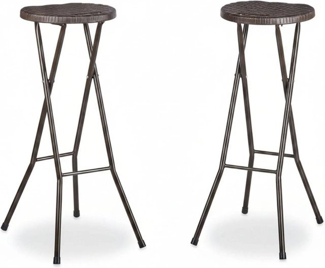 Relaxdays Barhocker klappbar in Rattan Optik aus Kunststoff und Stahl, Braun, B/T/H: 32,5 x 29 x 80 cm - Bild 1