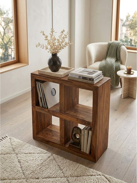Standregal KADIMA DESIGN aus Naturholz in Braun mit 4 Böden im Landhausstil, Höhe: 82 cm - Bild 1