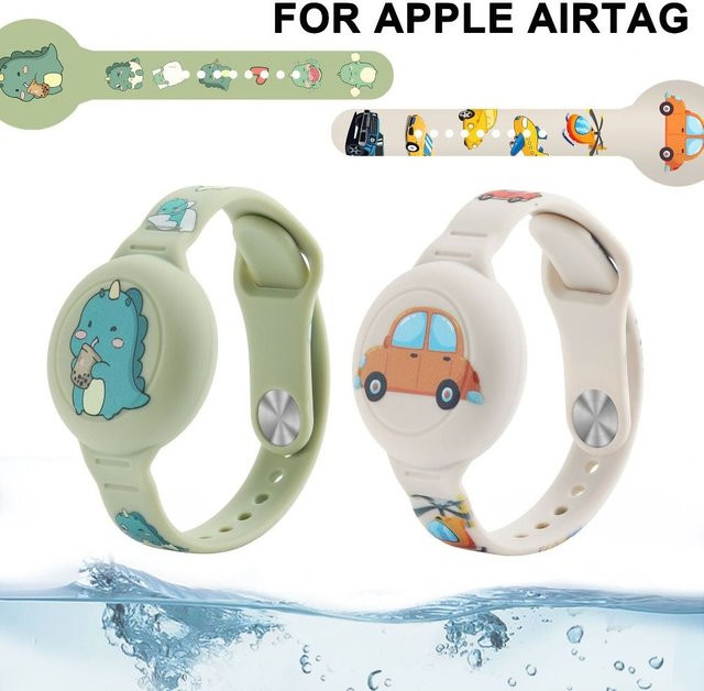 Wasserdichtes Silikon Armband für Apple AirTag in Grün für Kinder - Bild 1