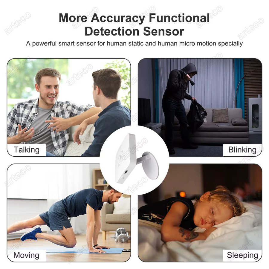 Tuya Smart Presence Detector MmWave Radar Motion Sensor mit WiFi und Zigbee zur Erkennung von Anwesenheit, Helligkeit und Entfernung in Weiß - Bild 4