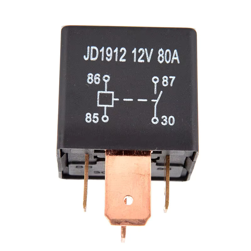 JINHF Wasserdichtes Hochleistungsrelais JD1912 4Pin 80A 12V/24V Schwarz - Bild 4